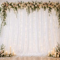 10×8ft White Tulle Backdrop Curtains with Lights(2 Panels 5×8ft) in 10×8ft