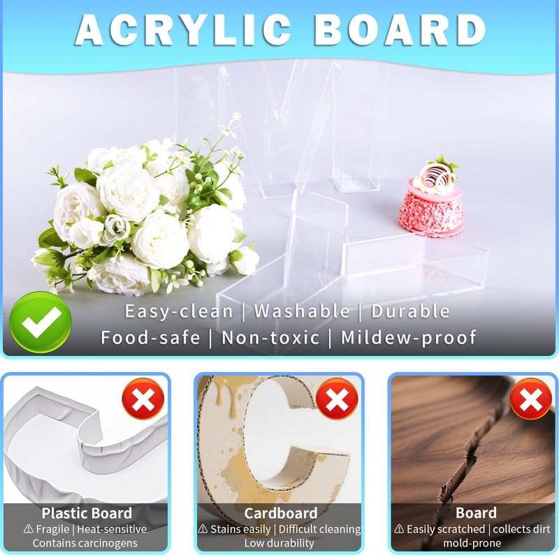 10" Acrylic Charcuterie Letters Fillable Tray, Reusable Alphabet Number Shaped Serving Plates for Charcuterie, alternate view
