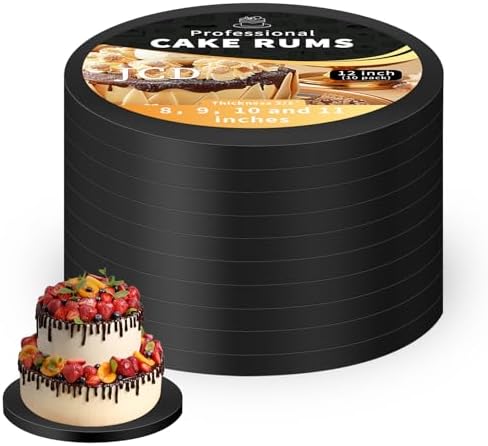 10" Black Round Cake Drum, 10-Pack Grease-Resistant Sturdy Large Base in 10inch/10pcs in Black