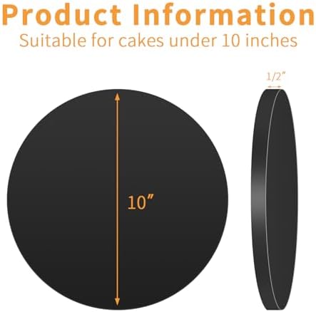 10" Black Round Cake Drum, 10-Pack Grease-Resistant Sturdy Large Base in 10inch/10pcs in Black, alternate view 3