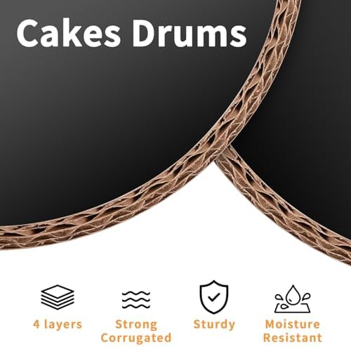 10" Black Round Cake Drum, 10-Pack Grease-Resistant Sturdy Large Base in 10inch/10pcs in Black, alternate view 4