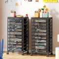 10-Drawer Rolling Storage Cart, Craft Organizers and Storage, Black in Black