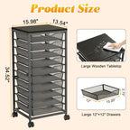 10-Drawer Rolling Storage Cart, Craft Organizers and Storage, Black in Black, alternate view 2