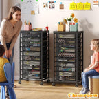 10-Drawer Rolling Storage Cart, Craft Organizers and Storage, Black in Black, alternate view 7