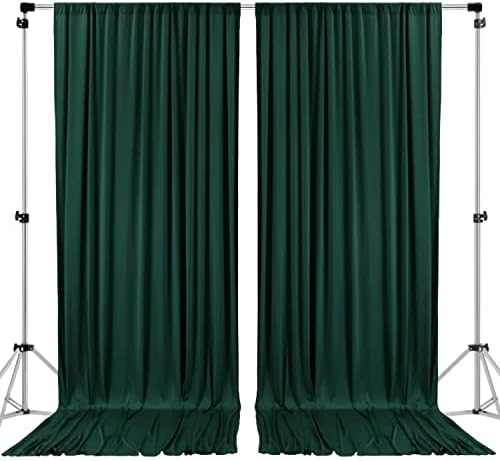 . 10 feet x 10 feet Black Polyester Backdrop Drapes Curtains Panels with Rod Pockets - Wedding Ceremony Party