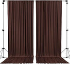 . 10 feet x 10 feet Brown IFR Polyester Backdrop Drapes Curtains Panels with Rod Pockets - Wedding Ceremony