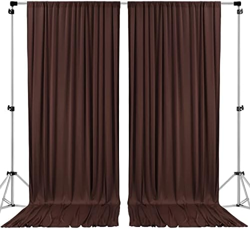 . 10 feet x 10 feet Brown IFR Polyester Backdrop Drapes Curtains Panels with Rod Pockets - Wedding Ceremony