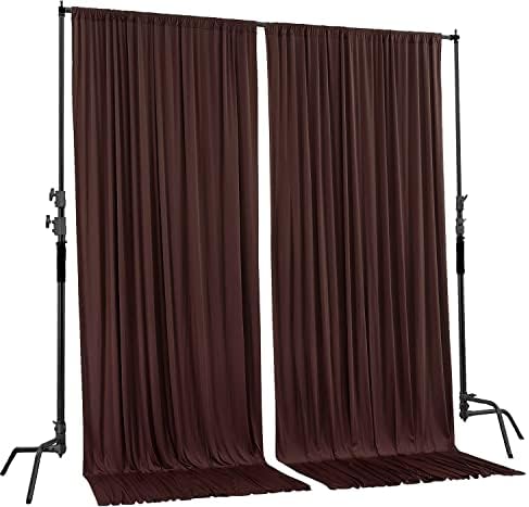. 10 feet x 10 feet Brown IFR Polyester Backdrop Drapes Curtains Panels with Rod Pockets - Wedding Ceremony, alternate view 2