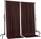 . 10 feet x 10 feet Brown IFR Polyester Backdrop Drapes Curtains Panels with Rod Pockets - Wedding Ceremony, alternate view 2
