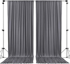 . 10 feet x 10 feet Charcoal IFR Polyester Backdrop Drapes Curtains Panels with Rod Pockets - Wedding Ceremony