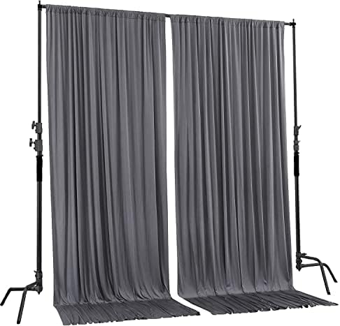 . 10 feet x 10 feet Charcoal IFR Polyester Backdrop Drapes Curtains Panels with Rod Pockets - Wedding Ceremony, alternate