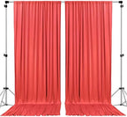 . 10 feet x 10 feet Coral IFR Polyester Backdrop Drapes Curtains Panels with Rod Pockets - Wedding Ceremony