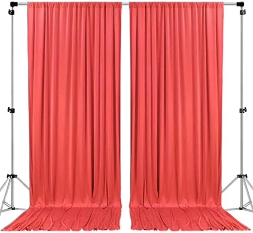 . 10 feet x 10 feet Coral IFR Polyester Backdrop Drapes Curtains Panels with Rod Pockets - Wedding Ceremony