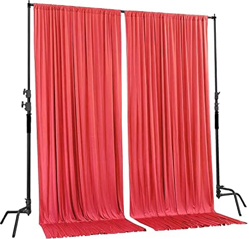 . 10 feet x 10 feet Coral IFR Polyester Backdrop Drapes Curtains Panels with Rod Pockets - Wedding Ceremony, alternate view 2
