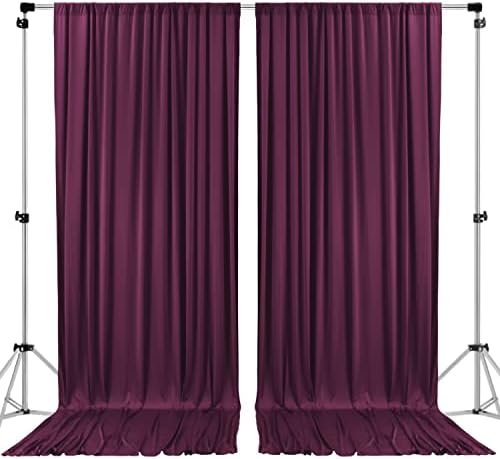 . 10 feet x 10 feet Eggplant Purple Polyester Backdrop Drapes Curtains Panels with Rod Pockets - Wedding