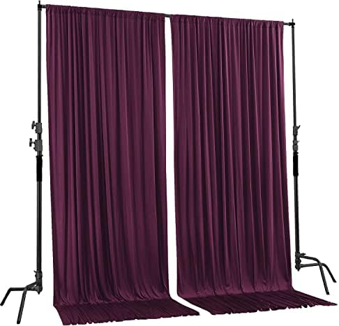 . 10 feet x 10 feet Eggplant Purple Polyester Backdrop Drapes Curtains Panels with Rod Pockets - Wedding, alternate view 2