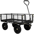 10" Flat Free Tires Heavy Duty Garden Cart with 180° Rotating Handle and Removable Sides, 4 Cu.Ft 880 lbs