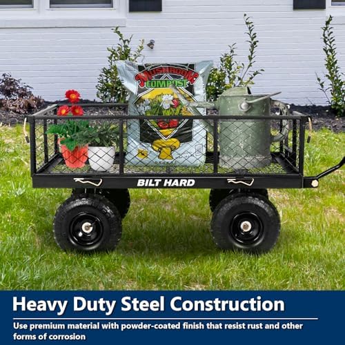10" Flat Free Tires Heavy Duty Garden Cart with 180° Rotating Handle and Removable Sides, 4 Cu.Ft 880 lbs, alternate view 2