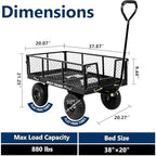 10" Flat Free Tires Heavy Duty Garden Cart with 180° Rotating Handle and Removable Sides, 4 Cu.Ft 880 lbs, alternate view 3