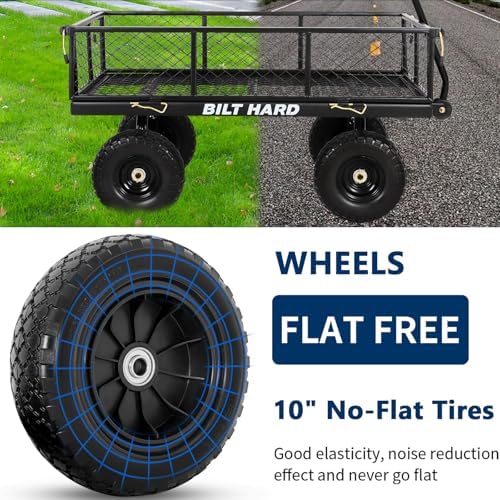 10" Flat Free Tires Heavy Duty Garden Cart with 180° Rotating Handle and Removable Sides, 4 Cu.Ft 880 lbs, alternate view 4