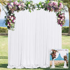 10 ft × 10 ft White Backdrop Curtain for Wedding Decor Holiday Party - White Wedding Backdrop Polyester