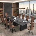 10 FT Boardroom Conference Table with Dual Power Hubs, Black Oak