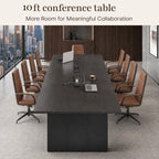 10 FT Boardroom Conference Table with Dual Power Hubs, Black Oak, alternate view 3