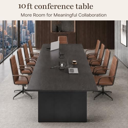 10 FT Boardroom Conference Table with Dual Power Hubs, Black Oak, alternate view 3