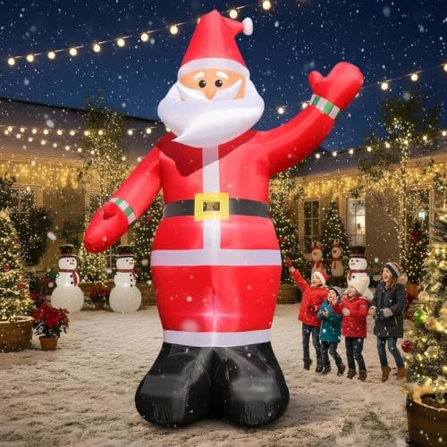 10 FT Christmas Inflatable Santa Claus Outdoor Decoration, Huge Xmas Classic Santa Blow up Santa with Built-in