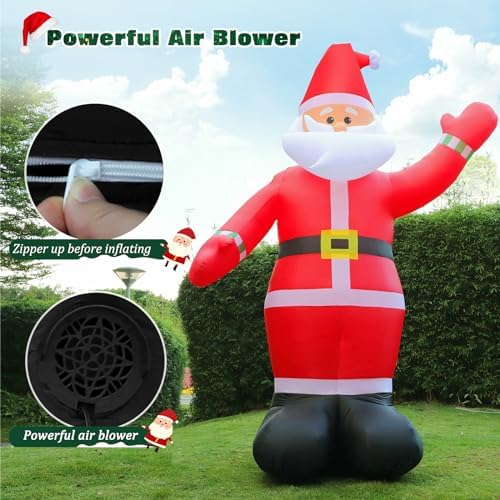 10 FT Christmas Inflatable Santa Claus Outdoor Decoration, Huge Xmas Classic Santa Blow up Santa with Built-in, alternate