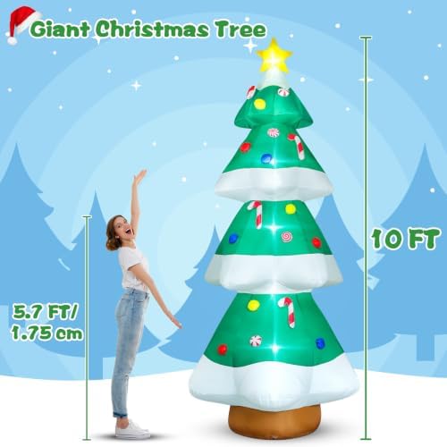 10 FT Christmas Inflatables Tree Decorations, Giant Blow-Up Tree Yard Decor in Green, alternate view 2