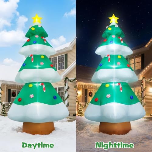 10 FT Christmas Inflatables Tree Decorations, Giant Blow-Up Tree Yard Decor in Green, alternate view 4