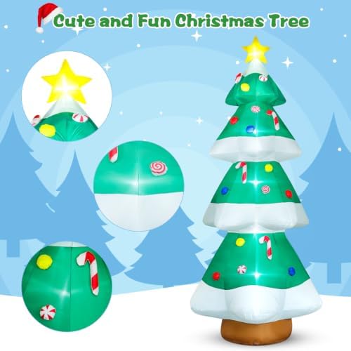 10 FT Christmas Inflatables Tree Decorations, Giant Blow-Up Tree Yard Decor in Green, alternate view 5
