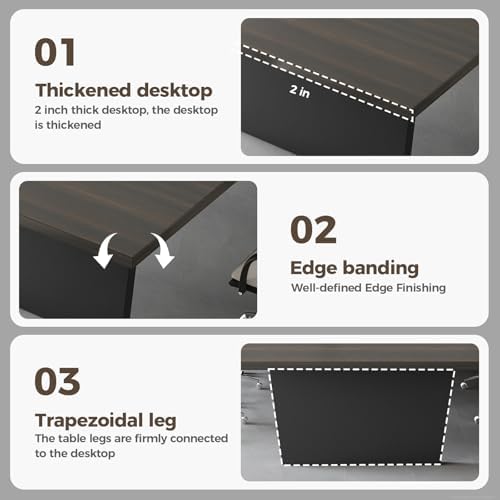 10 ft Conference Table for 10 People, Large Meeting Table with Built-In Power Outlet, Cable Management & 2-Inch, alternate