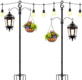 10 Ft Height 1 Inch Diameter String Light Poles StringLight Stand with Hooks Metal Poles for Outside Patio Yard