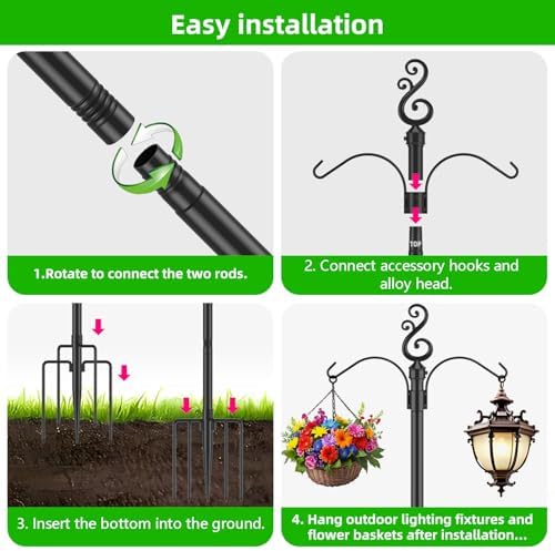 10 Ft Height 1 Inch Diameter String Light Poles StringLight Stand with Hooks Metal Poles for Outside Patio Yard, alternate