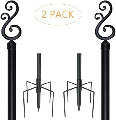 10 Ft Height 1 Inch Diameter String Light Poles StringLight Stand with Hooks Metal Poles for Outside Patio Yard, alternate
