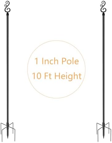 10 Ft Height 1 Inch Diameter String Light Poles StringLight Stand with Hooks Metal Poles for Outside Patio Yard, alternate