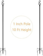 10 Ft Height 1 Inch Diameter String Light Poles StringLight Stand with Hooks Metal Poles for Outside Patio Yard, alternate
