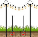 10 ft Outdoor String Light Poles for Outside, 2 Pack Metal Light Poles