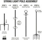 10 ft Outdoor String Light Poles for Outside, 2 Pack Metal Light Poles, alternate view 2