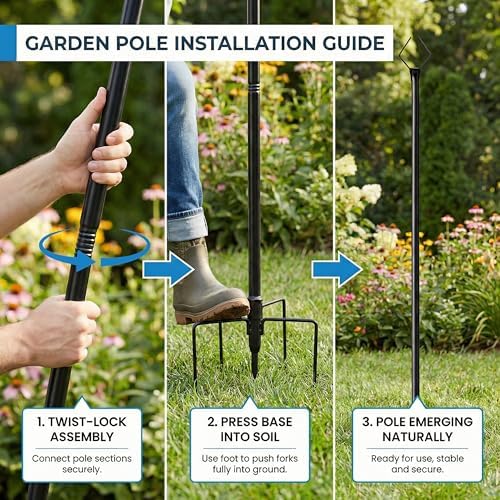 10 ft Outdoor String Light Poles for Outside, 2 Pack Metal Light Poles, alternate view 5