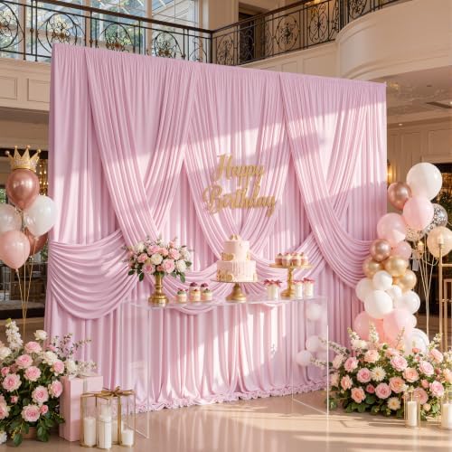 10 ft x 10 ft Baby Pink Backdrop Curtains for Parties, Wrinkle Free Light Pink Photography Backdrop Drapes for, alternate