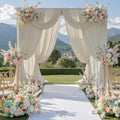 10 ft x 10 ft Wrinkle Free Beige Backdrop Curtain for Parties, 2 Panels 10ft Polyester Beige Photo Backdrop
