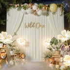10 ft x 10 ft Wrinkle Free Beige Backdrop Curtain for Parties, 2 Panels 10ft Polyester Beige Photo Backdrop, alternate view 5