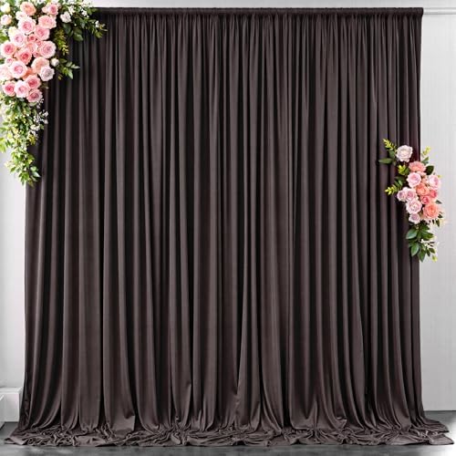 10 ft x 10 ft Wrinkle Free Brown Backdrop Curtain for Parties, Wedding Brown Photo Backdrop Drapes, Fabric 2