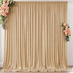 10 ft x 10 ft Wrinkle Free Champagne Backdrop Curtain for Parties, 2 Panels 10ft Polyester Champagne Photo, alternate view 5