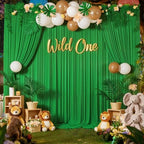10 ft x 10 ft Wrinkle Free Green Backdrop Curtain for Parties, 2 Panels 10ft Polyester Green Photo Backdrop
