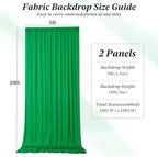 10 ft x 10 ft Wrinkle Free Green Backdrop Curtain for Parties, 2 Panels 10ft Polyester Green Photo Backdrop, alternate view 2