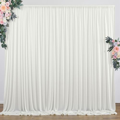 10 ft x 10 ft Wrinkle Free Ivory Backdrop Curtain for Wedding Parties, Polyester Ivory Photo Backdrop Drapes 2